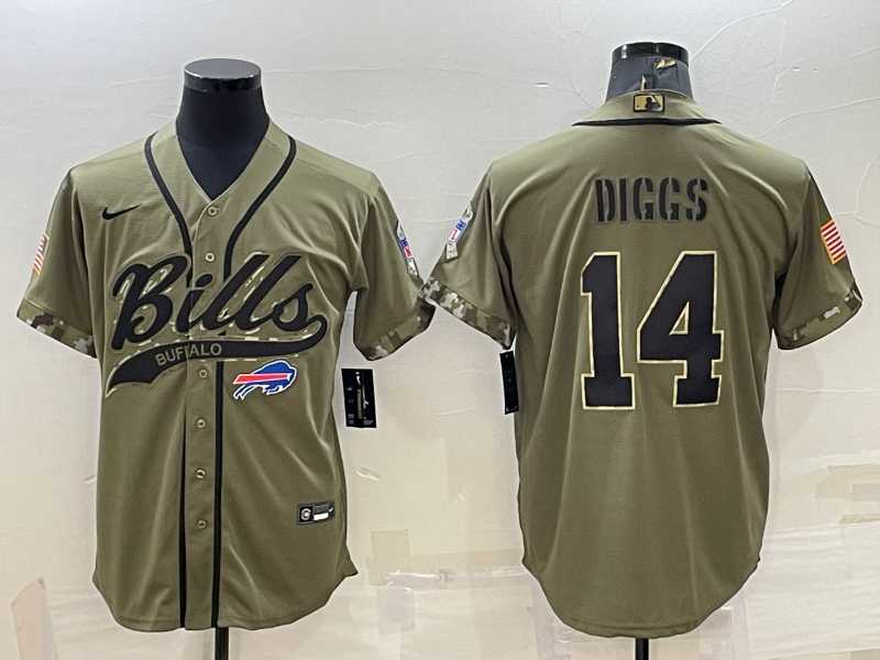 Mens Buffalo Bills #14 Stefon Diggs 2022 Olive Salute to Service Cool Base Stitched Baseball Jersey